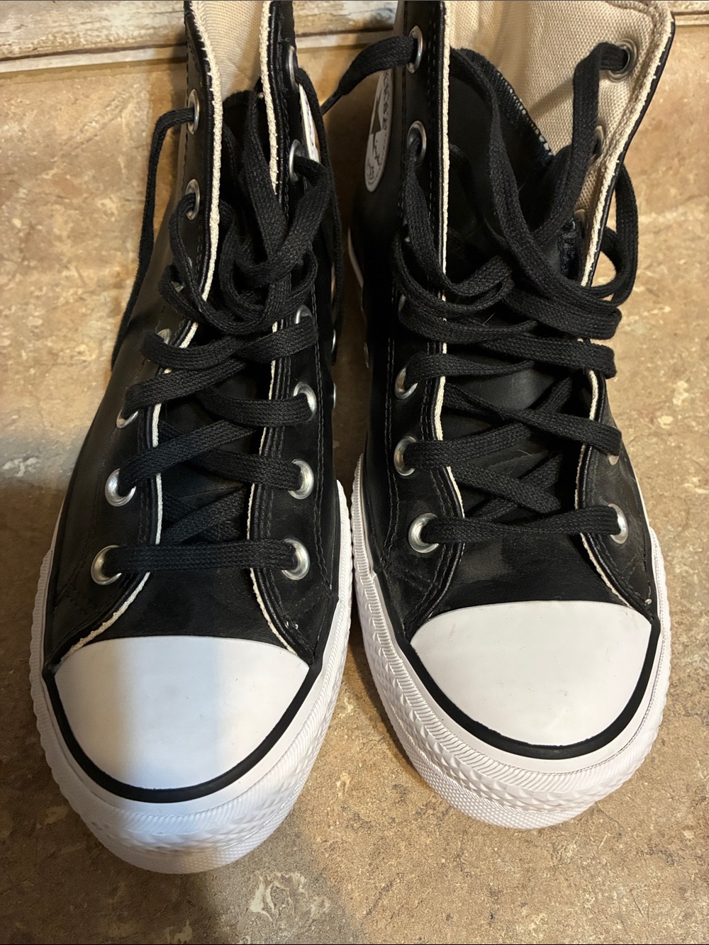 Converse Size 7.5 Black & White High-Top Platform Sneakers - Picture 4 of 11